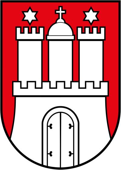 'Coat of arms of Hamburg' by Freie und Hansestadt Hamburg - Heraldry of the worldfotograf-hamburg.de: Hamburger LandesflaggenFile:DBP_1992_1591_Wappen_Hamburg.jpg. Licensed under Public domain via Wikimedia Commons - http://commons.wikimedia.org/wiki/File:Coat_of_arms_of_Hamburg.svg#mediaviewer/File:Coat_of_arms_of_Hamburg.svg