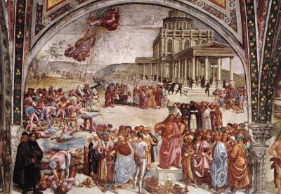 'Luca signorelli, cappella di san brizio, predica e punizione dell'anticristo 01' by see filename or category - www.wga.hu. Licensed under Public domain via Wikimedia Commons - http://commons.wikimedia.org/wiki/File:Luca_signorelli,_cappella_di_san_brizio,_predica_e_punizione_dell%27anticristo_01.jpg#mediaviewer/File:Luca_signorelli,_cappella_di_san_brizio,_predica_e_punizione_dell%27anticristo_01