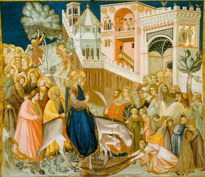 'Assisi-frescoes-entry-into-jerusalem-pietro lorenzetti' by Pietro lorenzetti - http://www.aiwaz.net/panopticon/lorenzetti-pietro/gc58p0. Licensed under Public domain via Wikimedia Commons - http://commons.wikimedia.org/wiki/File:Assisi-frescoes-entry-into-jerusalem-pietro_lorenzetti.jpg#mediaviewer/File:Assisi-frescoes-entry-into-jerusalem-pietro_lorenzetti.jpg