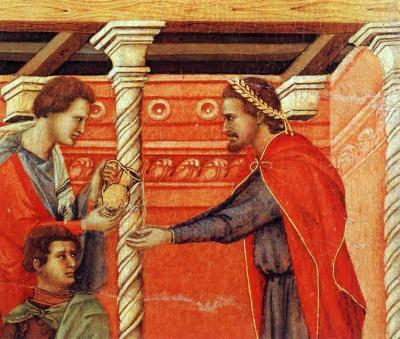« Duccio maesta detail4 » par Duccio di Buoninsegna — http://www.wga.hu/frames-e.html?/html/d/duccio/buoninse/index.html. Sous licence Public domain via Wikimedia Commons - https://commons.wikimedia.org/wiki/File:Duccio_maesta_detail4.jpg#mediaviewer/File:Duccio_maesta_detail4.jpg