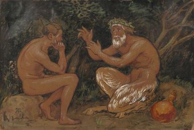 „Hans Thoma Faun und Jüngling“ von Hans Thoma - Nagel Auktionen http://www.auction.de. Lizenziert unter Public domain über Wikimedia Commons - http://commons.wikimedia.org/wiki/File:Hans_Thoma_Faun_und_J%C3%BCngling.jpg#mediaviewer/File:Hans_Thoma_Faun_und_J%C3%BCngling.jpg