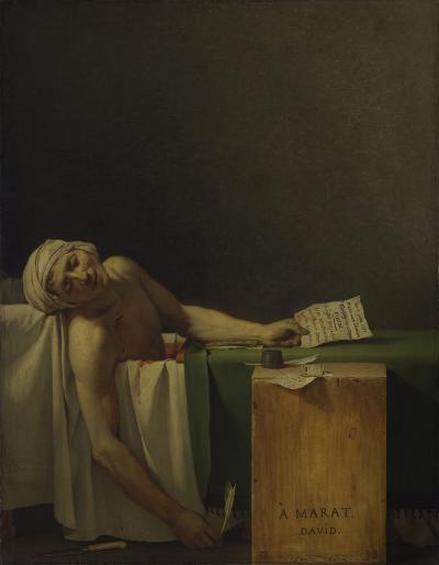 'Jacques-Louis David - Marat assassinated - Google Art Project 2' by Jacques-Louis David - 7QGjl9R141MCBw at Google Cultural Institute, zoom level maximum. Licensed under Public Domain via Commons - https://commons.wikimedia.org/wiki/File:Jacques-Louis_David_-_Marat_assassinated_-_Google_Art_Project_2.jpg#/media/File:Jacques-Louis_David_-_Marat_assassinated_-_Google_Art_Project_2.jpg
